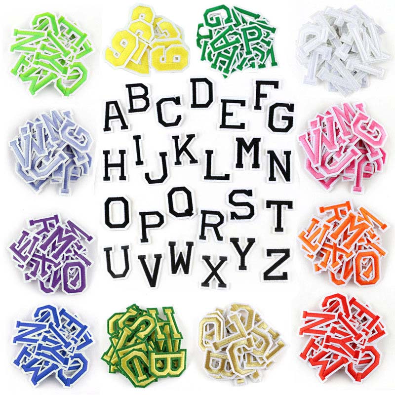 A-z แผ่นแพทช์สติกเกอร์ตัวอักษรภาษาอังกฤษ ตัวเลข และตัวเลข สีดํา สําหรับติดตกแต่งเสื้อผ้า 5*4 ซม.