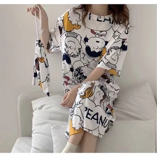 พร้อมส่ง🔥ชุดนอนสตรีชุดนอนผ้าฝ้ายชุดนอน เสื้อกางเกงนอน กระโปรงยาว เดรส กางเกงนอน