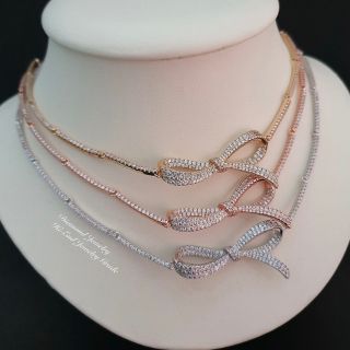 Ribbon Diamond Necklace สร้อคอเพชร cz งานเพชรคัดเกรด