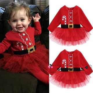 SGT-ทารกแรกเกิดทารกสาวแขนยาว Christmas Santa Claus ชุดแต่งกาย Tulle ชุด 0-24M