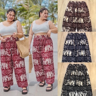 PlusSize กางเกงลายช้างไซด์ใหญ่ขาจั้มปลายน่ารักมากจ้า กางเกงช้าง