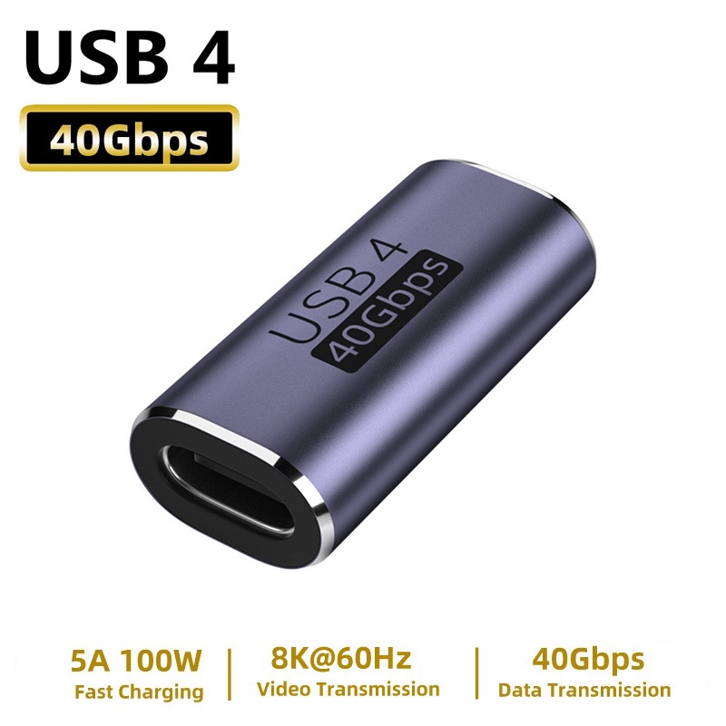 FONKEN อะแดปเตอร์แปลงข้อมูล USB4.0 40Gbps รูปตัว U Thunderbolt3 USB C เป็น Type C 100W ชาร์จเร็ว 8K@60Hz USB Type C