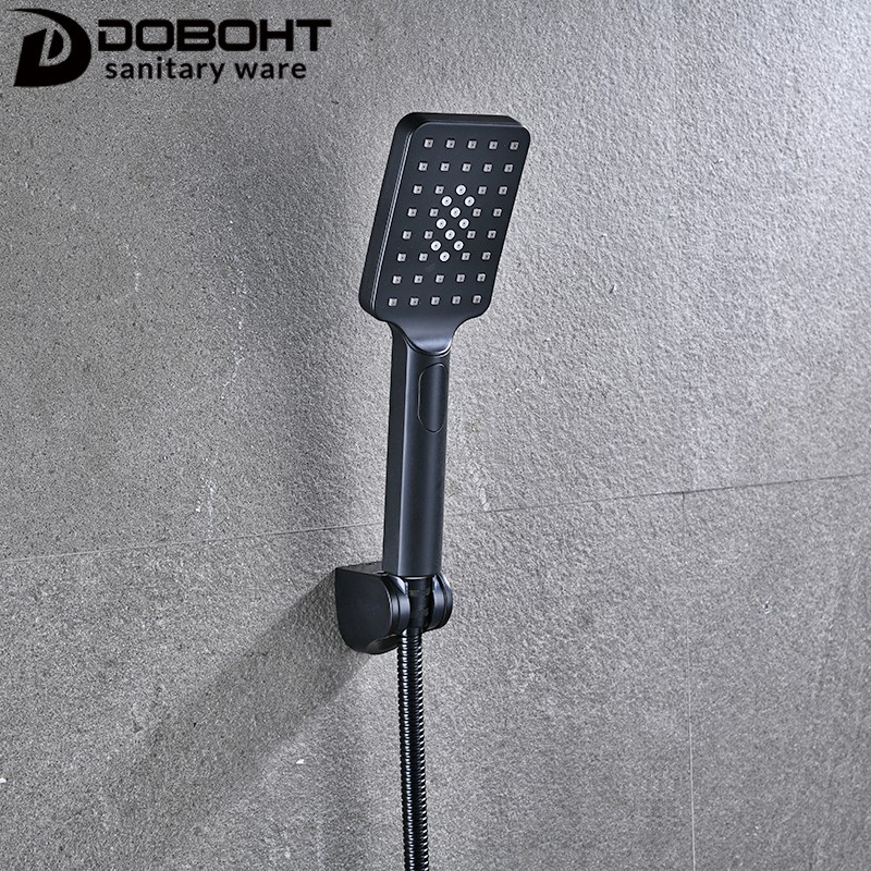 DOBOHT 3 ใน 1 3 ฟังก์ชั่นหัวฝักบัวมือที่ถอดออกได้ผู้ถือ Rainfall ฝักบัวสเปรย์ชุดหัวสำหรับห้องน้ำ SET-HS022-BL