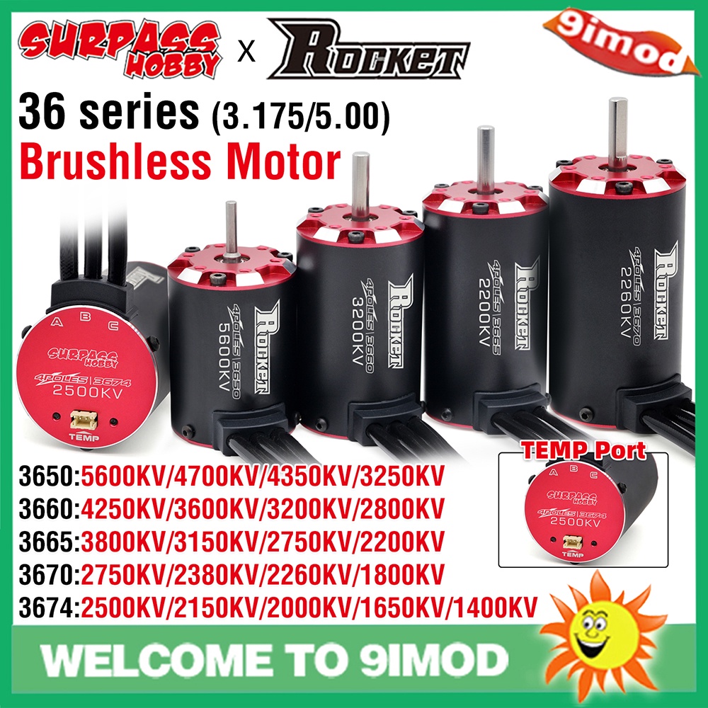 Rocket V2 supersonic Brushless Motor w/Temperature Sensor 3650 3660 3665 3670 3674 for 1/8 1/10 Tami