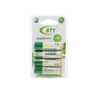 BTY ถ่านชาร์จ AA 3000 mAh NIMH Rechargeable Battery  แพค 4 ก้อน