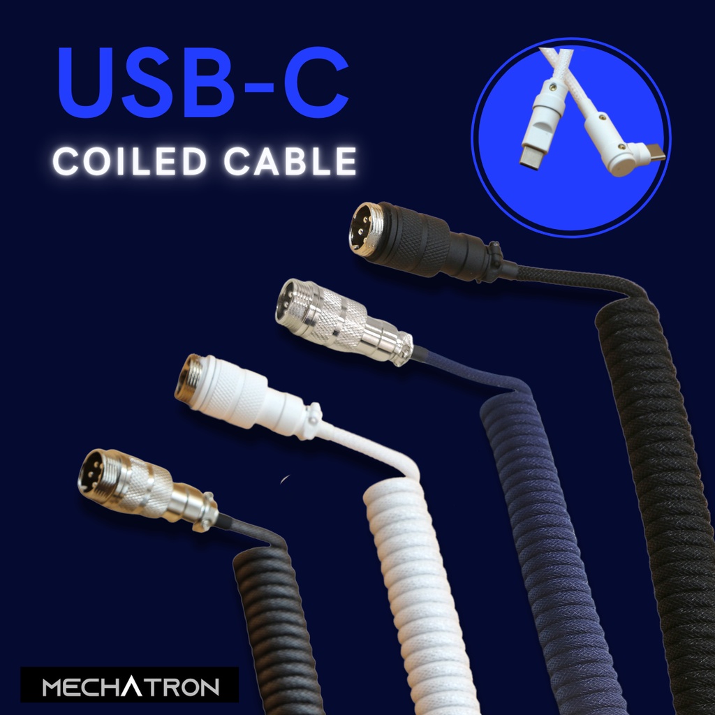 Mechatron USB-C Coiled Aviator Cable สายคีย์บอร์ด สายเคเบิ้ล Custom สำหรับ Mechanical Keyboard คีย์บ