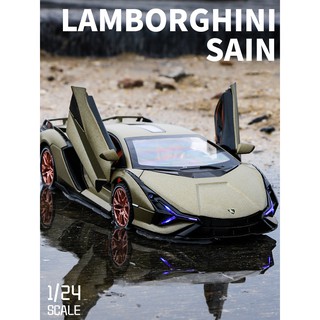 โมเดลรถบรรทุกจําลอง 1:24 Lamborghini SIAN Diecast พร้อมเสียง และไฟ ของเล่นสําหรับเด็ก