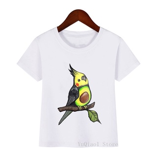 เสื้อยืด พิมพ์ลายนกแก้ว อะโวคาโด สีน้ํา แฟชั่นฤดูร้อน สําหรับผู้หญิง และผู้ชาย