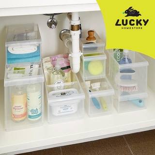 LUCKY HOME กล่องแบ่งช่อง(แบบมีล้อ)จัดระเบียบสิ่งของในลิ้นชัก บนชั้นวาง ในตู้ ใต้ซิงค์อ่างล้างจาน มี 8 ขนาด LF-1/ LF-2