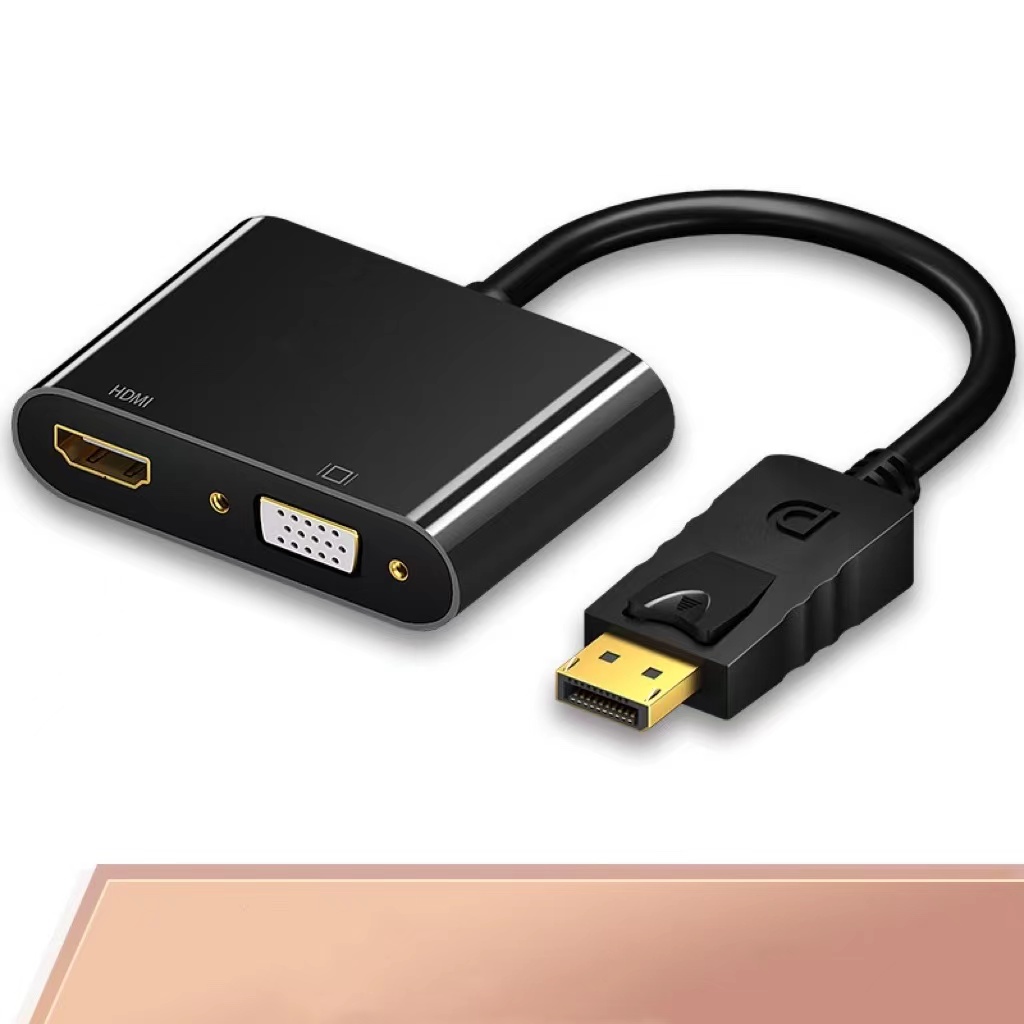 2IN1 HDMI+VGA DisplayPort To HDMI+VGA  Aluminum 4Kx2K Adapter, DP Display Port To HDMI/VGA Converter
