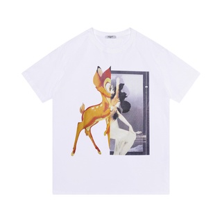 เสื้อยืดแขนสั้นลําลอง คอกลม พิมพ์ลาย Bambi แฟชั่นฤดูร้อน สําหรับคู่รักS-5XL