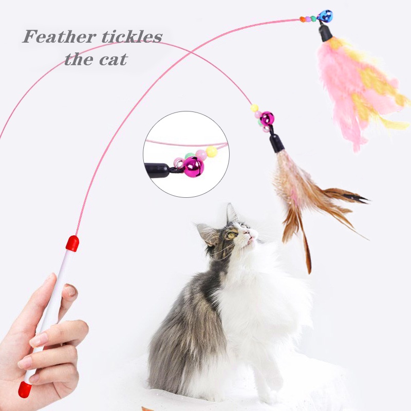 ของเล่นแมว ไม้ตกแมว ไม้ตกแมวแบบสปริง cat toy ไม้ล่อแมว ไม้ตกแมว แบบลวดสลิง