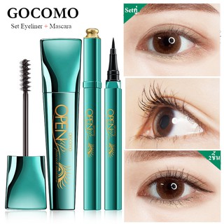 Gecomo เซตคู่สุดคุ้ม มาสคาร่านกยูง + อายไลน์เนอร์ (Mascara+Eyeliner 1 คู่) #มาสคาร่าเขียว