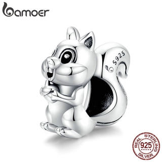 bamoer 925 Sterling Silver Cute Squirrel silver Original Charm for Brand DIY Jewelry Bracelet Make for women Girl BSC338