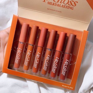 เซตกลอส 6 ชิ้น  HENGFANG LIP GLOSS SILKY&amp;LASTING#7029