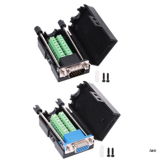 Iwo D-Sub Db15 Vga Female Male Plug Breakout Terminals Screw Type Diy ขั้วต่อ