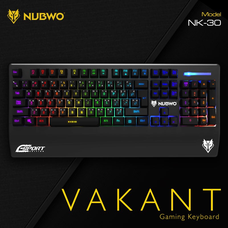 🚀🚀มีส่งด่วน🚀🚀NUBWO NK-30  คีบอร์ดกันน้ำได้ KEYBOARD GAMING LED SOUNG LIGHT Rubber dome switch