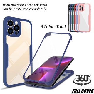 เคสโทรศัพท์มือถือ กันกระแทก ป้องกัน ปิดด้านหลัง 360 องศา สองด้าน สําหรับ IPhone 14 13 Pro Max Mini 14plus