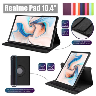 เคส Realme Pad 10.4" 2021 รุ่น 360 Rotate PU Leather Magnetic Stand Case Cover Tri-Fold Stand Tablet Back Hard Cover Shell