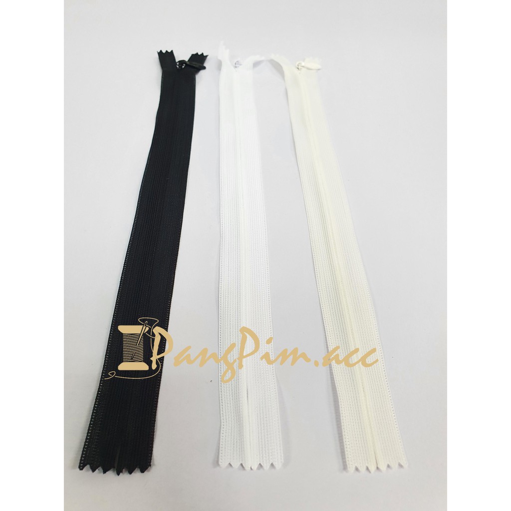 ซิปซ่อน ขนาด9นิ้ว -22นิ้ว ซิปซ่อนกระโปรง กางเกง ซิปติดเสื้อผ้า กระเป๋า ปลอกหมอน  (โทนสี ดำ/ออฟไวท์/ ขาว) *ราคาต่อเส้น