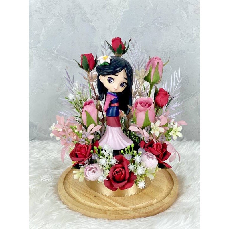 โหลแก้วดอกไม้ ตุ๊กตาเจ้าหญิง เจ้าหญิงดิสนีย์ มู่หลาน Mulan Disney Princess ของขวัญวาเลนไทน์ ของขวัญวันเกิด รับปริญญา