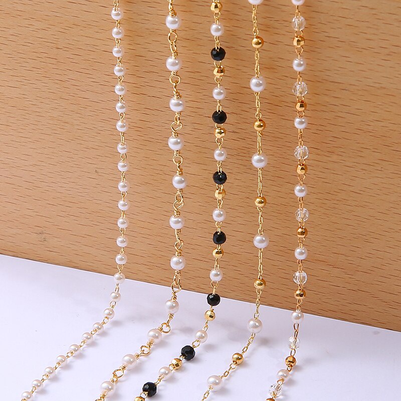 50 ซม./ชิ้น 18K Gold Plated ทองแดงลูกปัดมุกสําหรับ DIY รูปที่ 4