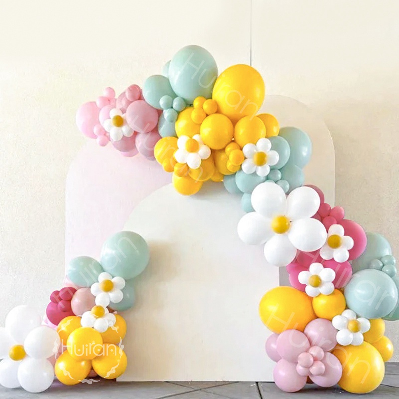 147pcs Daisy Balloons Arch Kit ลูกโป่งฟอยล์ ลายดอกเดซี่ สีแคนดี้ สําหรับตกแต่งปาร์ตี้วันเกิด งานแต่งงาน เบบี้ชาวเวอร์