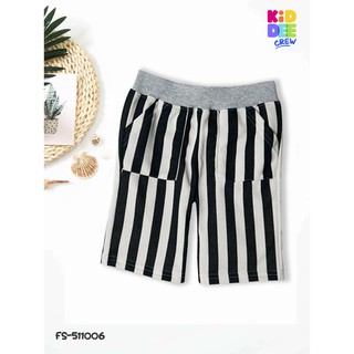 KiddeeCrew กางเกงขาสั้นริ้วสีครีม/สีดำBlack Vertical Stripe Shorts เหมาะสำหรับอายุ 1-10 ปี