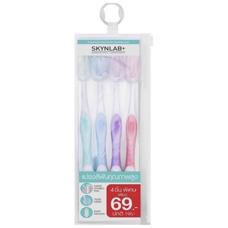 Skynlab แปรงสีฟันพรีเมี่ยมสลิมซอฟท์ แพ็ค 4ชิ้น สกินแล็บ คละสี Premium Slim Soft Toothbrush Pack 4Pcs Mixed(แพ็ค 4)