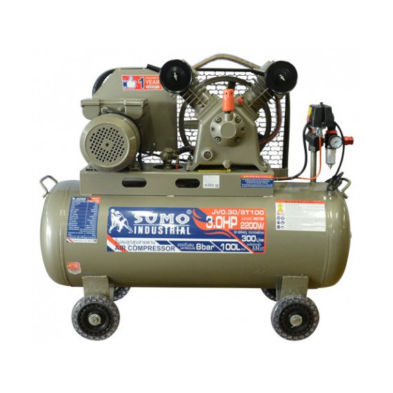 ปั๊มลมลูกสูบสายพาน 3.0HP (100L) รุ่น JV0.30/8T100 SUMO