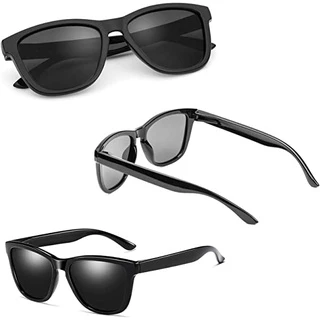 แว่นกันแดด Sunglasses แว่นตากันแดด วินเทจ Polarized UV400 สำหรับชายและหญิง Unisex (สีดำ)