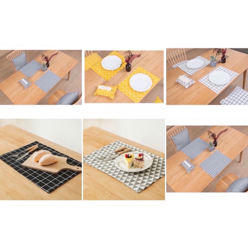 CANVAS ผ้าโต๊ะรับประทานอาหาร Placemat (DAD) Simple Modern CARO Pattern ฉนวนกันความร้อนคุณภาพสูง 40 x