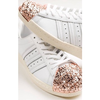 รองเท้า ผ้าใบ Adidas SuperStar 80S BB2034 แท้ สีขาว หน้า กลิตเตอร์ สี Rose Gold Size 38