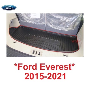 ถาดรองท้ายรถ Ford Everest SUV 2015 - 2021 พลาสติก ฟอร์ด เอเวอร์เรส ถาดรองกันเปื้อน ถาดรองหลังรถ ถาดท้าย ถาดวางของท้ายรถ