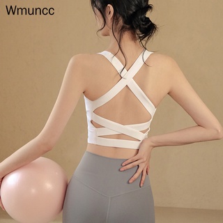 Wmuncc 【S-XL】สปอร์ตบรา กันกระแทก แนวเซ็กซี่ พร้อมแผ่นรองหน้าอก เหมาะกับใส่ออกกําลังกาย เล่นโยคะ วิ่ง ฟิตเนส สําหรับผู้หญิง