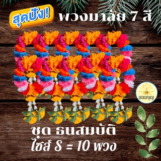 พวงมาลัยดาวเรือง 7 สี ไซส์ S ชุดธนสมบัติ 10 ชิ้น