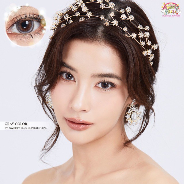 คอนแทคเลนส์ (สายตา -300) Montra สีเทา ยี่ห้อ Sweety plus Dia 14.2