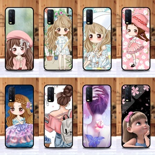 เคส Vivo Y20 / Y20s / Y20i / Y12s ใช้เคสเดียวกัน ลายการ์ตูนผู้หญิง ขอบนิ่มหลังแข็ง เคสมือถือ เคสโทรศัพท์ Case เคส TPU