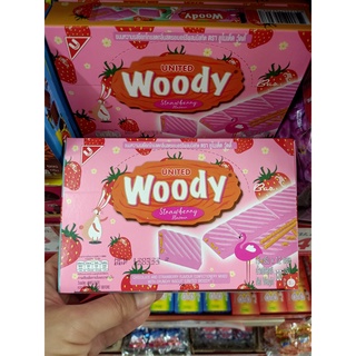 ตรา ยูไนเต็ด วู้ดดี้ ขนมหวานรสช็อกโกแลตกลิ่นสตรอเบอร์รี่ผสมบิสกิต UNITED Woody Chocolate and Straberry