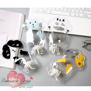 พร้อมส่ง ถุงน้ำร้อน/กระเป๋าน้ำร้อน ลายแมว-เท้าแมว ขนาดพกพา PVC โปร่งใส