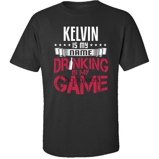 เสื้อยืดโอเวอร์ไซส์ขายดี เสื้อยืดลําลอง แขนสั้น พิมพ์ลาย Kelin My First Name Drinking My Game Get Drunk Gift - Adul OLnf