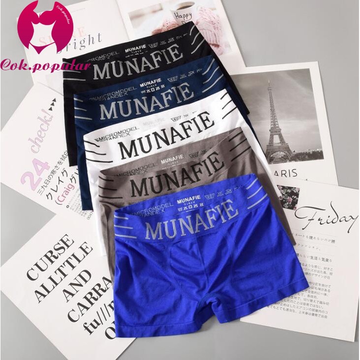 #072 พร้อมส่ง🔥BoxerชายMunafie ขอบตัด ผ้านิ่มใส่สบาย ไม่อึดอัด ไม่มีถุง COK