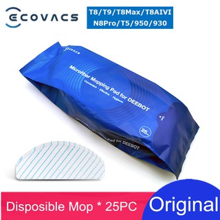 แท้ แผ่นม็อบ ไมโครไฟเบอร์ อุปกรณ์เสริม สําหรับ ECOVACS T8 T9 Deebot T8 T9 T8Max T8AIVI N8Pro T5 950 930 25 ชิ้น