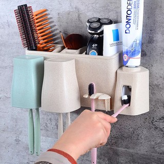 ชุดที่แขวนแปรงสีฟัน 2-4 ช่อง และที่บีบยาสีฟันอัตโนมัติ 2 in 1 Automatic Toothpaste Squeezing Device + Toothbrush Holder