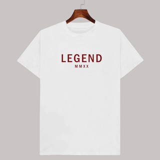 เสื้อยืดคอกลมสีขาว LEGEND MMXX  มีเก็บปลายทาง