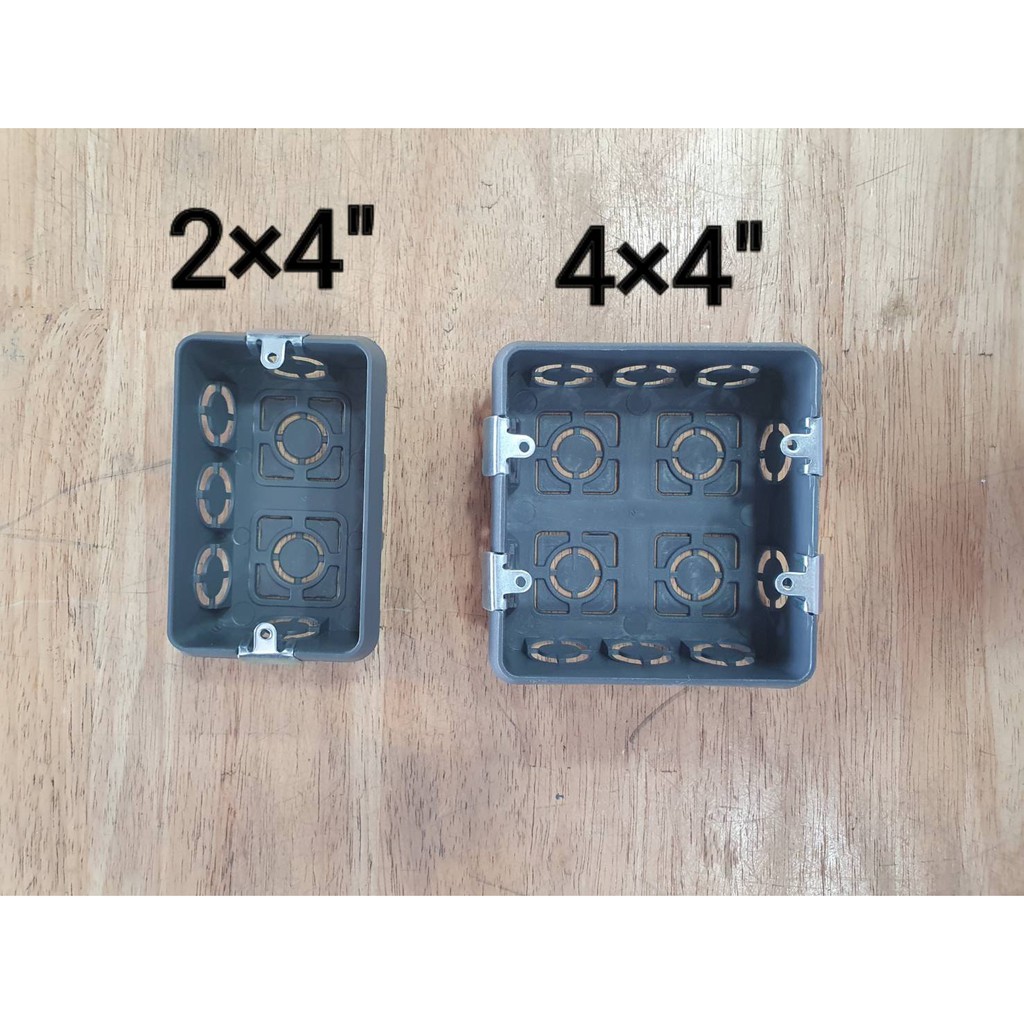 บล็อกฝังผนัง บล็อกพักสายไฟ พลาสติก  2x4 และ 4x4 (สีเทา/ดำ)