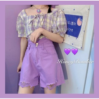 💜กางเกงยีนส์แฟชั่น สีม่วง | s m 159 บาท💜