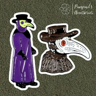 ʕ •ᴥ•ʔ ✿ พร้อมส่ง : เข็มกลัดเซ็ทอีกาดำ หมอกาฬโรค | Black Crow Doctor Plague Enamel Brooch Pin Set.