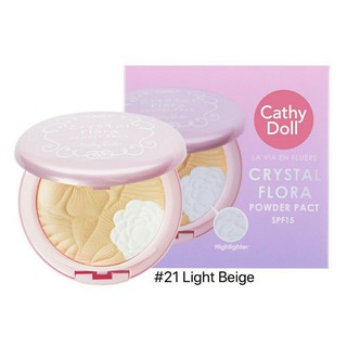 CATHY DOLL LA VIE EN FLEURS CRYSTAL FLORA POWDER PACT ฟลอร่า พาวเดอร์แพ็ค แป้งตลับดอกไม้ (มีไฮไลท์ฉ่ำโกลว์ )