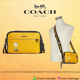 Limited edition X Peanuts💥 COACH X PEANUTS GRAHAM CROSSBODY WITH CHARLIE BROWN ((C4026))